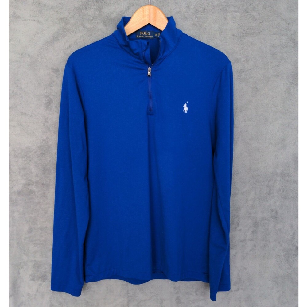 Polo Ralph Lauren 1/4 Quarter Zip Pullover Mens Medium Blue Lightweight Logo